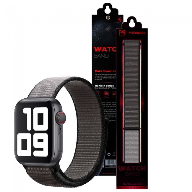 Apple Watch Band 38-40-41mm Nylon Sport Loop Strap Henlein Series by  Margoun Anchor Grey
