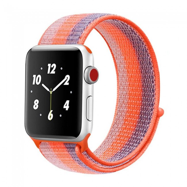 Apple Watch Band 38-40-41mm Nylon Sport Loop Strap Henlein Series by Margoun - Orange Blue Grey strip