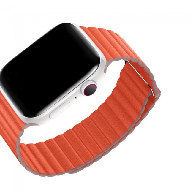 Apple Watch Band 38-40-41mm Leather Loop with Magnet Lock Henlein Series by Margoun - Orange