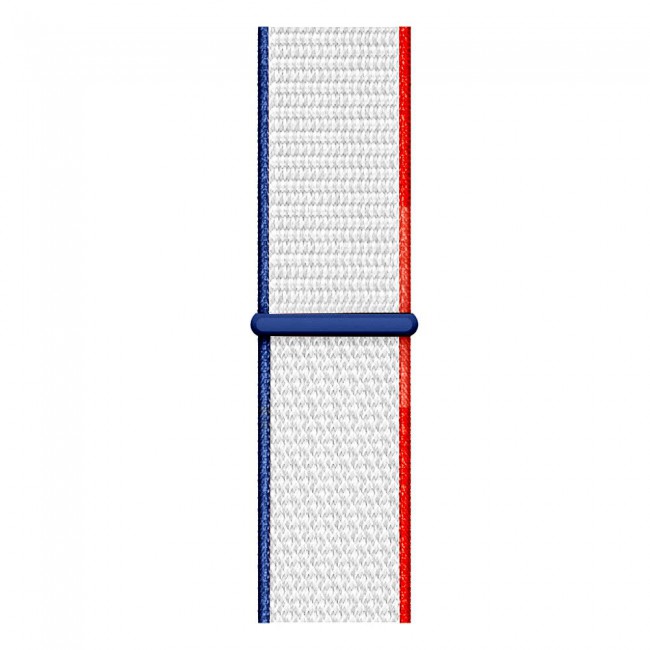 Apple Watch Band 42-44-45mm Nylon Sport Loop Strap Henlein Series by Margoun - White Red Dark Blue Edge