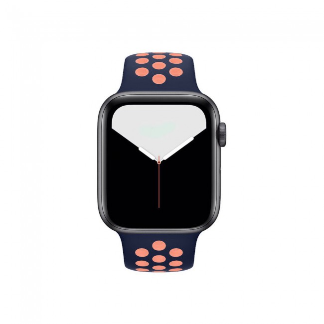 Apple Watch Band 42-44-45mm Silicone Nike Design Strap - Dark Blue Peach