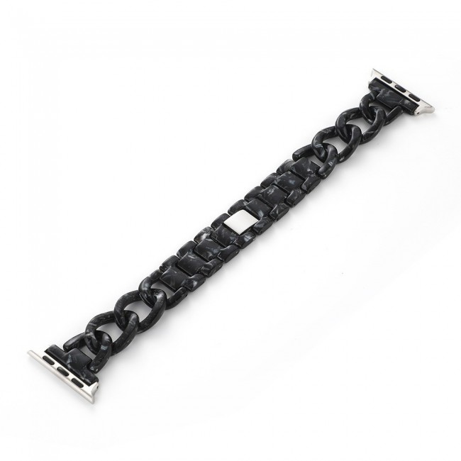 Apple Watch Band  42-44-45mm Hard Plastic Chain Resin Design Strap by Margoun - Marble Black