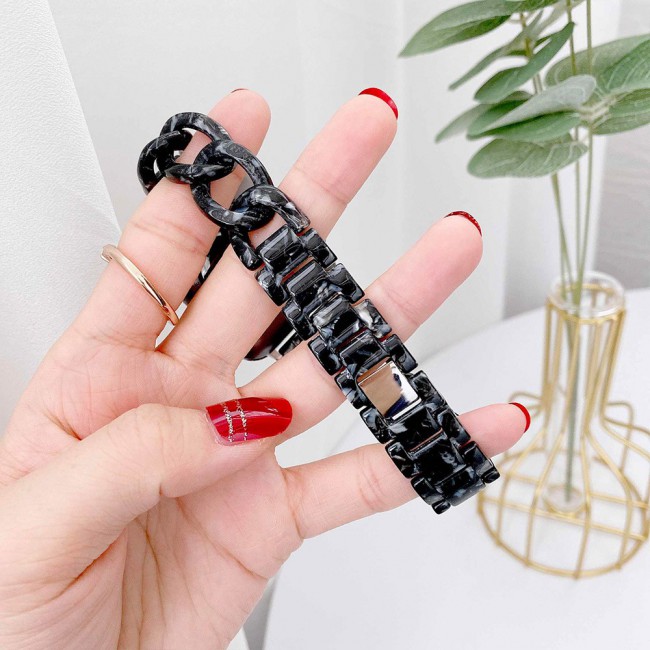 2Pack Apple Watch Band Chain Resin Design with Protective TPU Case 44mm by Margoun – Marble Black