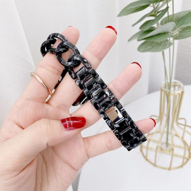 Apple Watch Band  42-44-45mm Hard Plastic Chain Resin Design Strap by Margoun - Marble Black