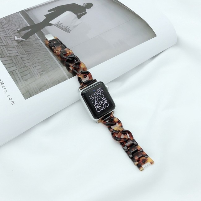2Pack Apple Watch Band Chain Resin Design with 3D Screen Protector 44mm by Margoun – Marble Brown