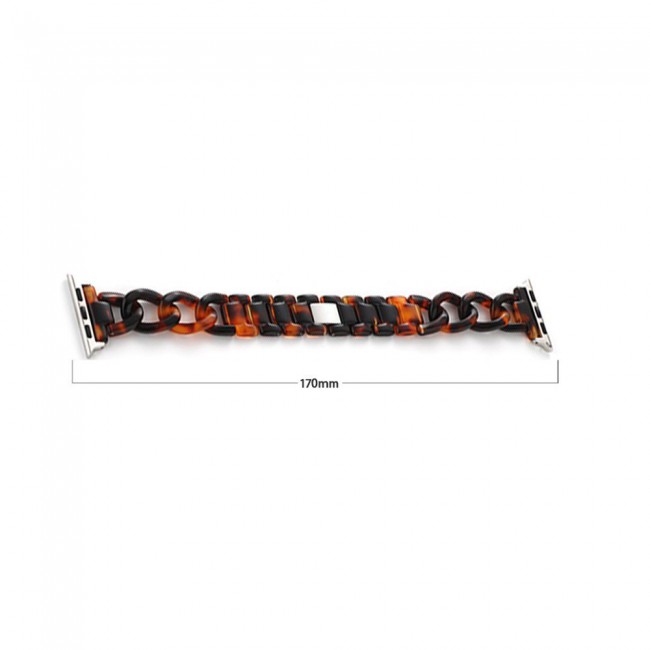 Apple Watch Band 42-44-45mm Hard Plastic Chain Resin Design Strap by Margoun - Marble Brown