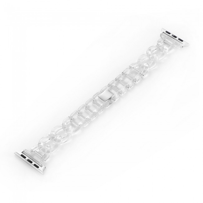 Apple Watch Band  42-44-45mm Hard Plastic Chain Resin Design Strap by Margoun - Clear