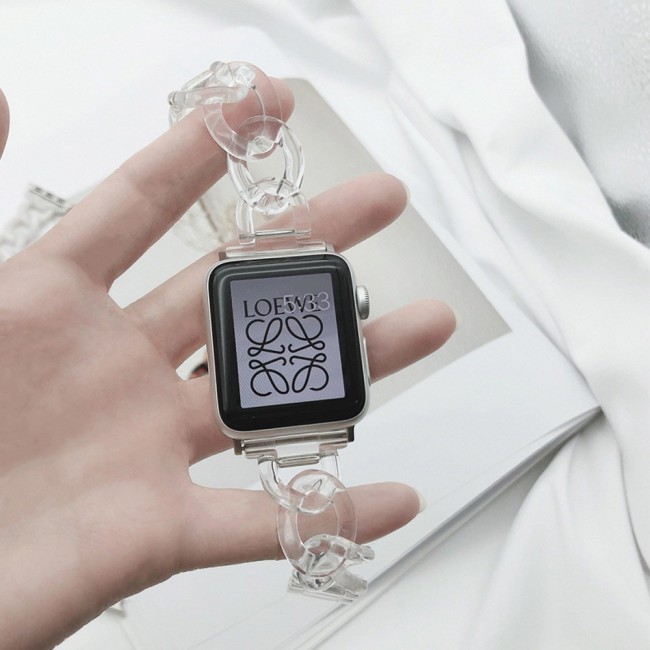 2Pack Apple Watch Band Chain Resin Design with 3D Screen Protector 44mm by Margoun – Clear Color