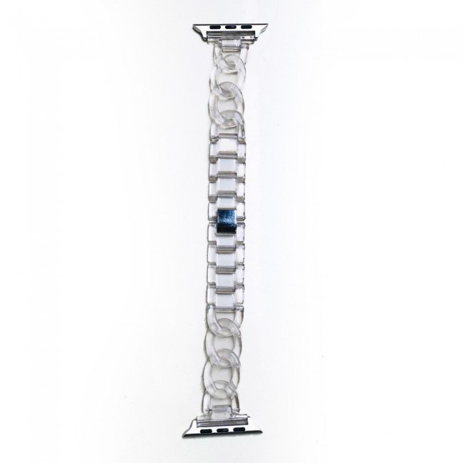 Apple Watch Band  42-44-45mm Hard Plastic Chain Resin Design Strap by Margoun - Clear