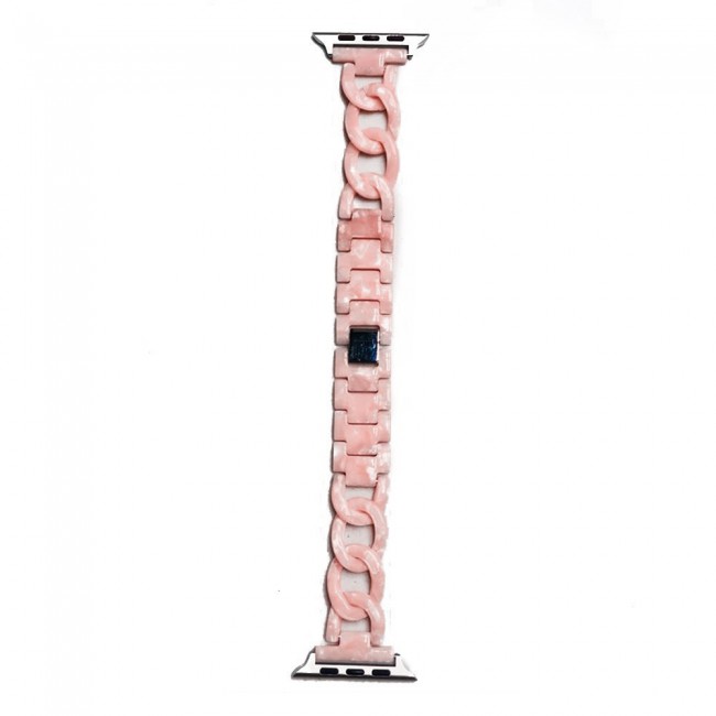 Apple Watch Band 42-44-45mm Hard Plastic Chain Resin Design Strap by Margoun - Marble Pink