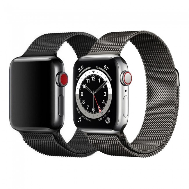 Apple Watch Band 42-44-45mm Milanese Loop Strap - 2Pack Black Dark Grey