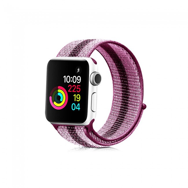 Apple Watch Band 42-44-45mm Nylon Sport Loop Strap Henlein Series by Margoun - Pink Berry