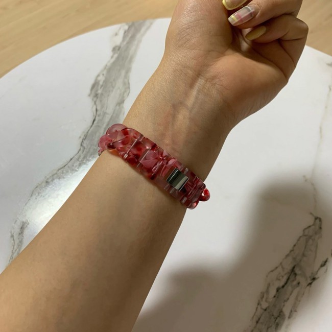 Apple Watch Band 42-44-45mm Hard Plastic Chain Resin Design Strap by Margoun - Red Rose
