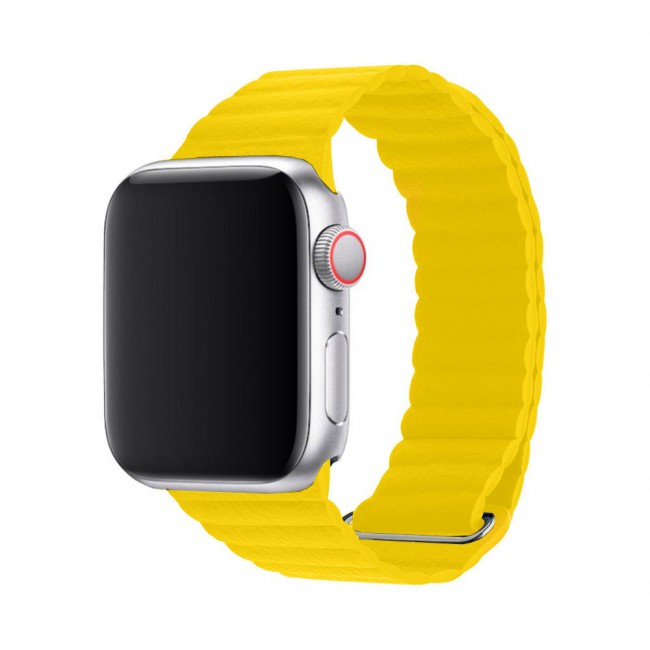 Apple Watch Band 42-44-45mm Leather Loop Strap Henlein Series by Margoun - Yellow