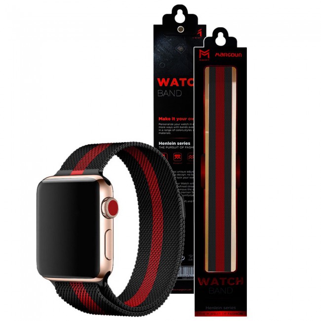 Red milanese store apple watch band