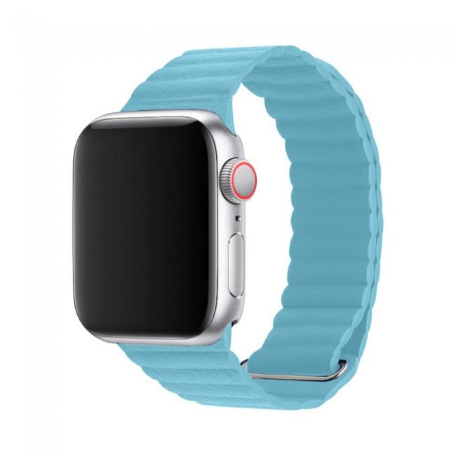 Apple Watch Band 42-44-45mm Leather Loop Strap Henlein Series by Margoun - Blue
