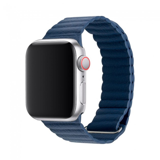 Apple Watch Band 42-44-45mm Leather Loop Strap Henlein Series by Margoun - Dark Blue