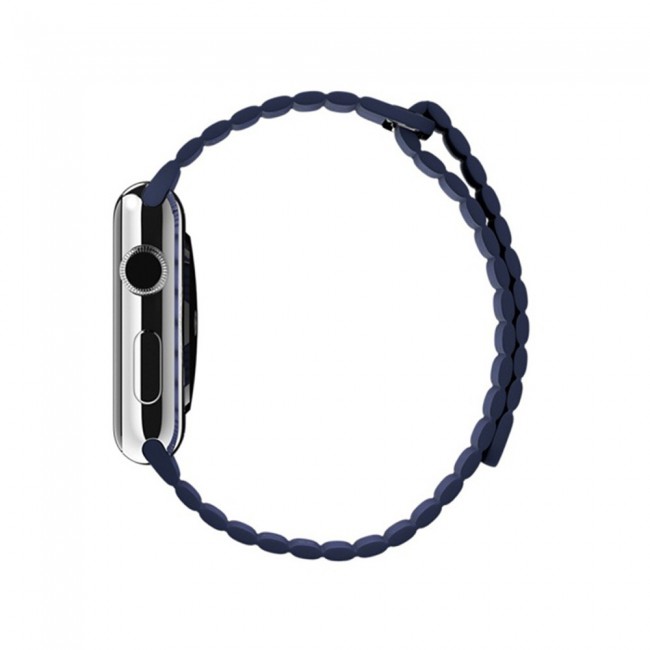 Apple Watch Band 42-44-45mm Leather Loop Strap Henlein Series by Margoun - Dark Blue