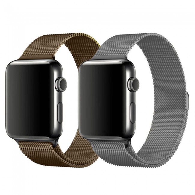 Apple Watch Band 42-44-45mm Milanese Loop Strap - 2-Pack Silver