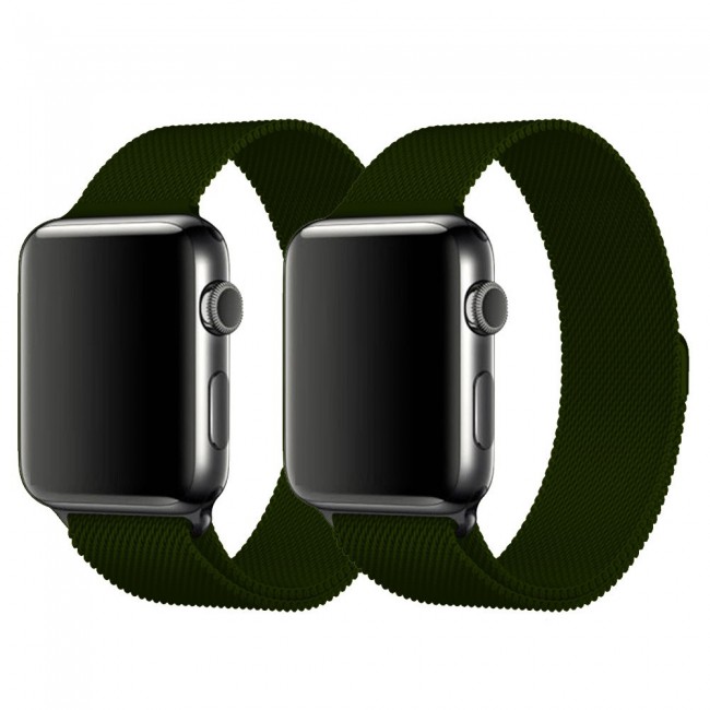 Apple Watch Band 42-44-45mm Milanese Loop Strap - 2-Pack Dark Green