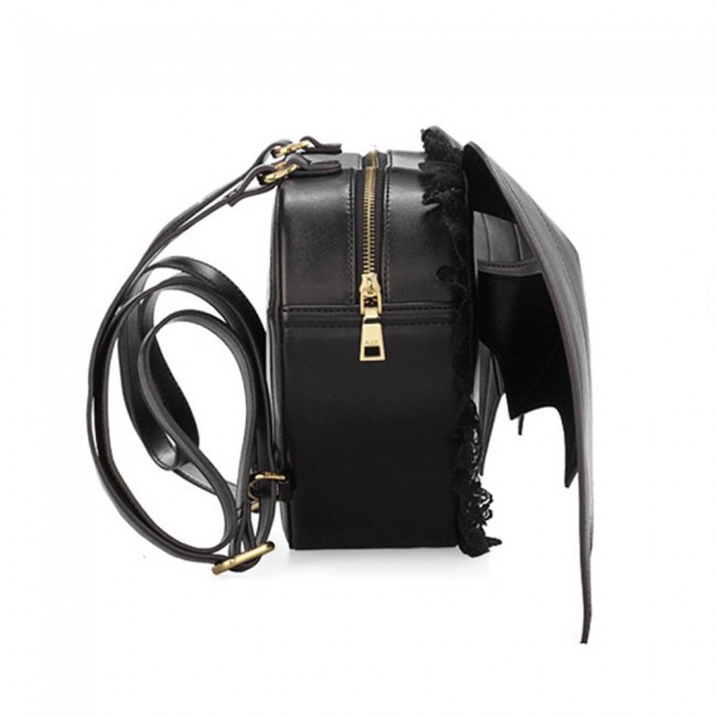 MARGOUN Backpack Fashion Girl Gothic Black Bat Heart Wings Bag 