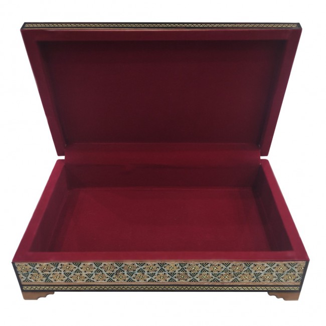 MARGOUN Handmade Khatamkari Inlaid Wooden Jewelry Box, Decorative Keepsake Box, Authentic Middle Eastern Marquetry Art, 22x14x6 cm