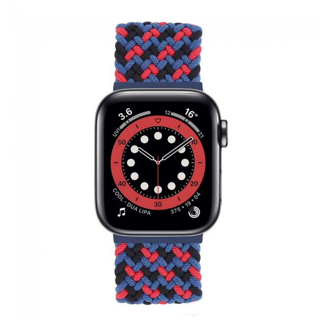 Apple Watch Band 38-40-41mm Stretcheable Elastic Braided Solo Loop Henlein Series by Margoun - Blue Black Red