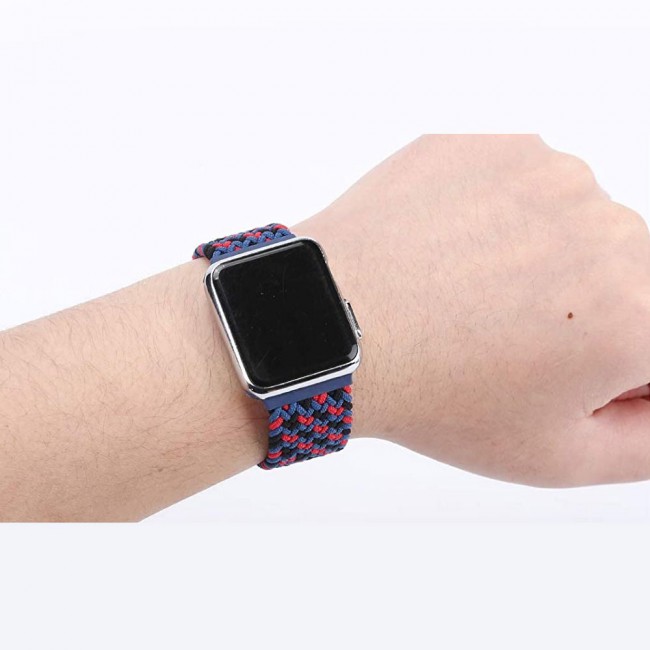 Apple Watch Band 38-40-41mm Stretcheable Elastic Braided Solo Loop Henlein Series by Margoun - Blue Black Red