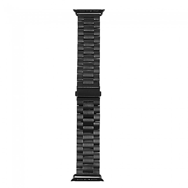 Apple Watch Band 42-44-45mm Buckle Stainless Steel Strap - 2-Pack Black Rose Gold