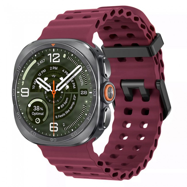 MARGOUN Silicone Sport Band Compatible with Samsung Galaxy Watch Ultra 2 (2026), No Gap Breathable Waterproof Replacement Strap for Men and Women - Burgundy