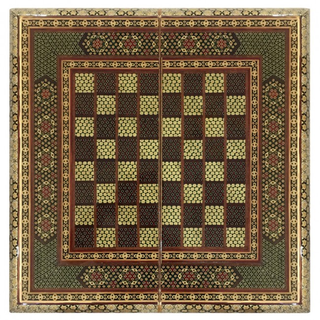 MARGOUN Handmade Chess Board and Backgammon Decorative Chess Gift Wooden Backgammon Set Khatam Chess /Red