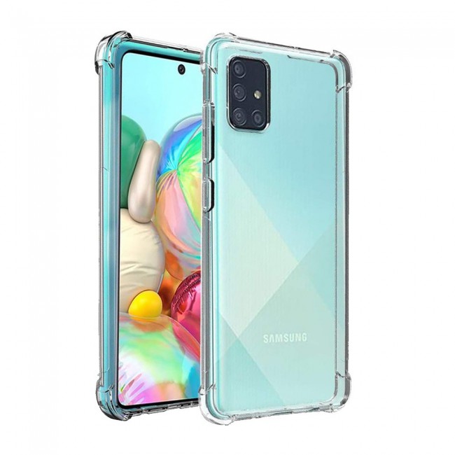 Samsung Galaxy A71 TPU Gorilla Soft Jelly Clear Case Cover with 2-Pack Tempered Glass