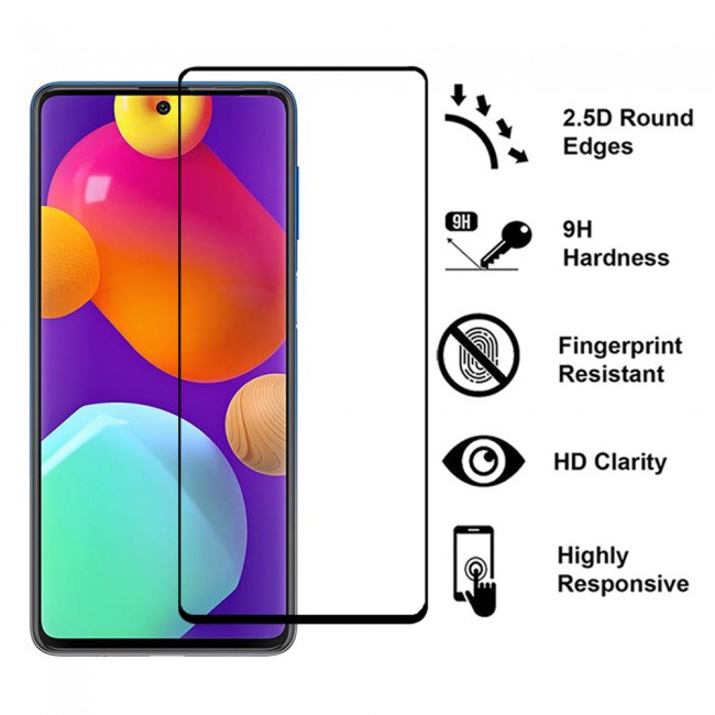 Samsung Galaxy M62 Tempered Glass 3D Grand Shieldz Margoun - Black Frame