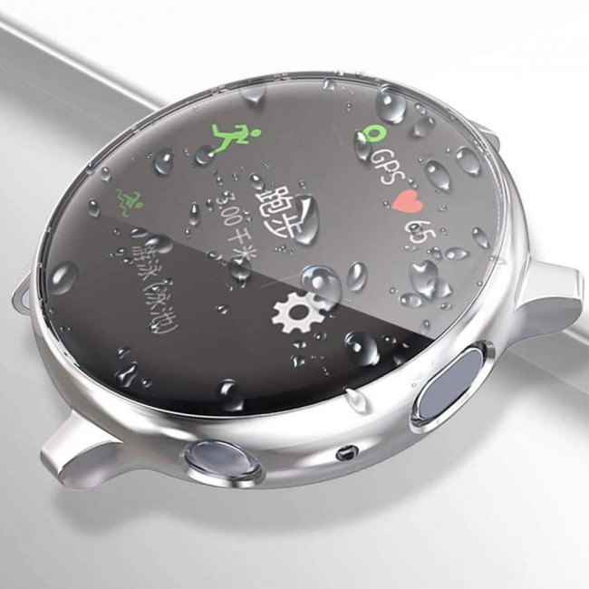 2Pack Galaxy Watch Active and Active 2 Soft Silicone Band 20mm with Silver TPU Case Cover 44mm - All Colors
