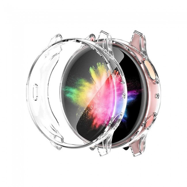 2Pack Galaxy Watch Active and Active 2 Soft Silicone Band 20mm with Clear TPU Case Cover 44mm - All Colors