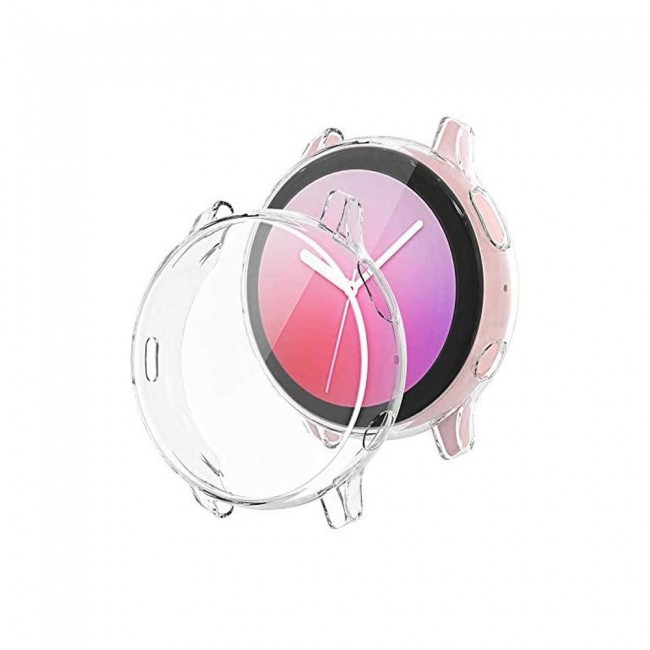 2Pack Galaxy Watch Active and Active 2 Soft Silicone Band 20mm with Clear TPU Case Cover 44mm - All Colors
