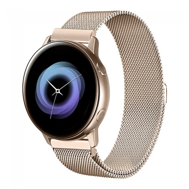Samsung Galaxy Watch Active and Active 2 40-44mm Milanese Band 20mm Henlein Series by Margoun - Light Gold