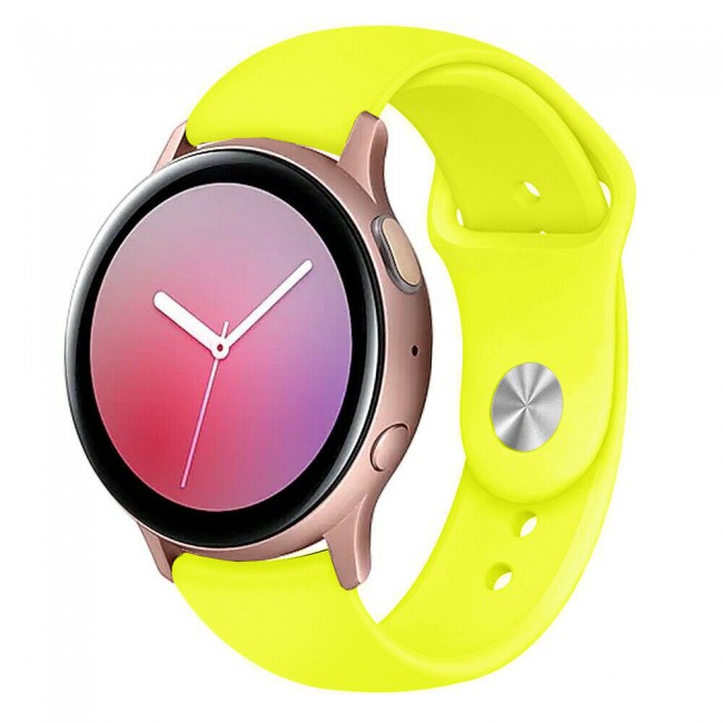 Samsung Galaxy Watch Band Active and Active 2 Soft Silicone Band 20mm Henlein Series by Margoun - Hot Yellow