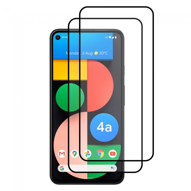 Google Pixel 4a 5G Tempered 3D Glass 2-Pack Super Shieldz Margoun - Black Frame