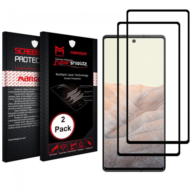 Google Pixel 6 Tempered 3D Glass 2-Pack Super Shieldz Margoun - Black Frame