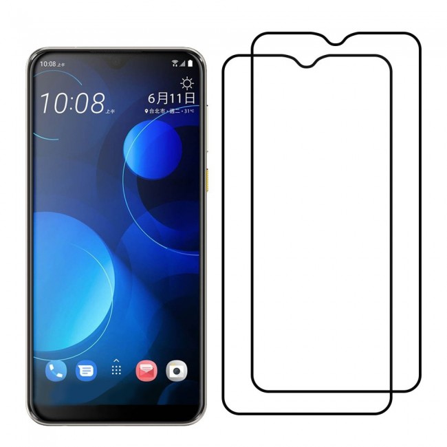 HTC Desire 19Plus Tempered Glass 3D 2 Pack Super Shieldz Margoun- Black Frame