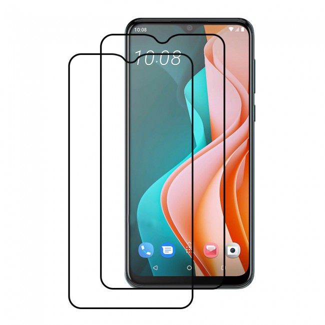 HTC Desire 19s Tempered Glass 3D 2 Pack Super Shieldz Margoun- Black Frame