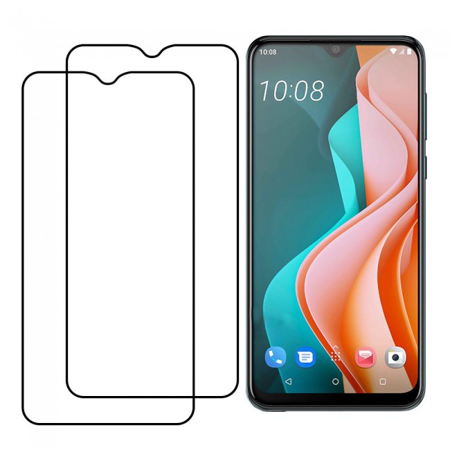 HTC Desire 19s Tempered Glass 3D 2 Pack Super Shieldz Margoun- Black Frame