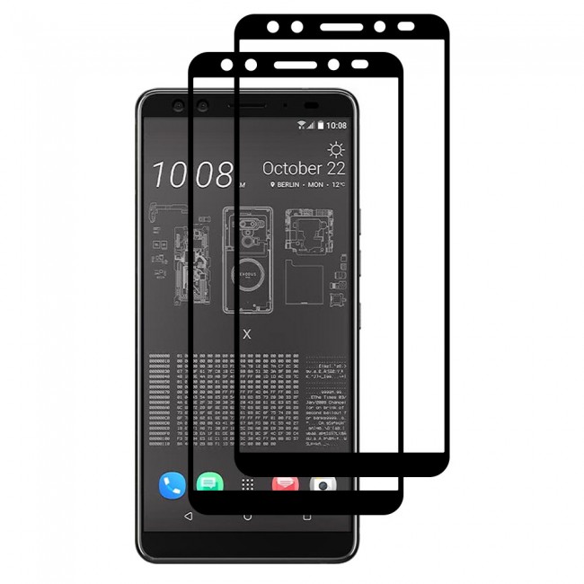 HTC Exodus 1 Tempered Glass 3D 2 Pack Super Shieldz Margoun- Black Frame
