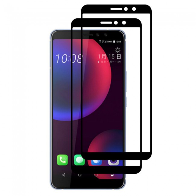 HTC U11 Eyes Tempered Glass 3D 2 Pack Super Shieldz Margoun- Black Frame