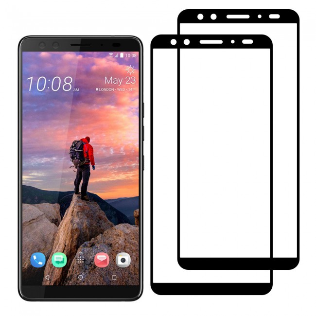 HTC U12 PLUS Tempered Glass 3D 2 Pack Super Shieldz Margoun- Black Frame