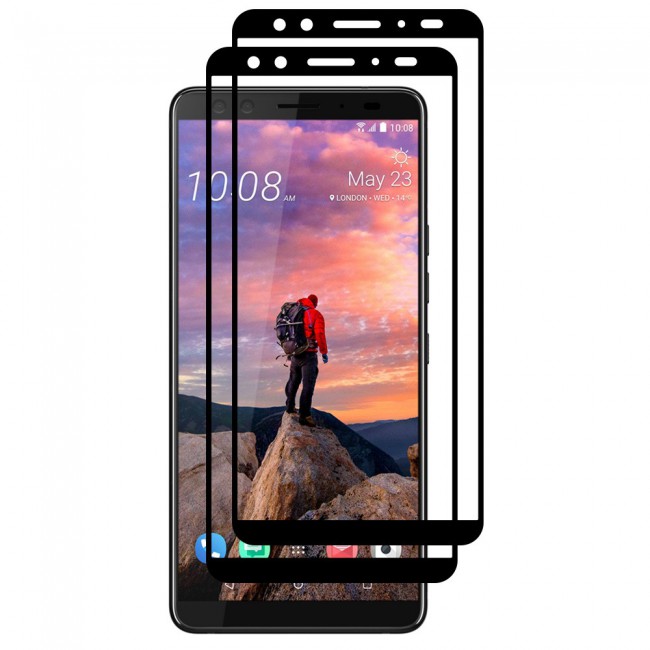 HTC U12 PLUS Tempered Glass 3D 2 Pack Super Shieldz Margoun- Black Frame