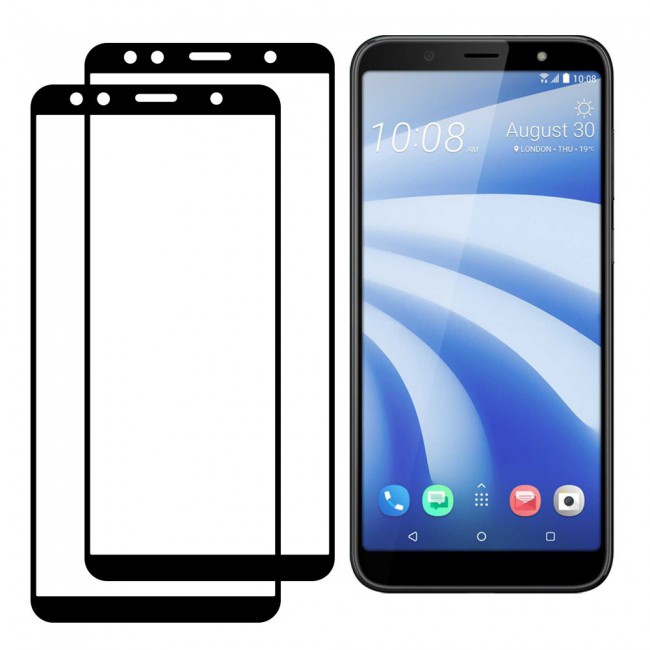 HTC U12 Life Tempered Glass 3D 2 Pack Super Shieldz Margoun- Black Frame