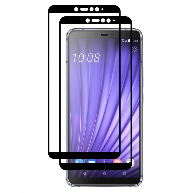 HTC U19e Tempered Glass 3D 2 Pack Super Shieldz Margoun- Black Frame