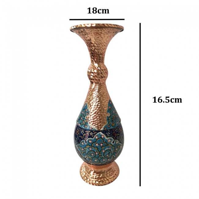 Persian Handmade Enamel Copper Vases and Candy Bowl with Diamond-Cut Design by Margoun